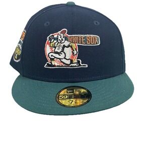 Vintage New Era 59FIFTY Chicago White Sox Hat 7 1/8 Fitted Cap Navy Teal